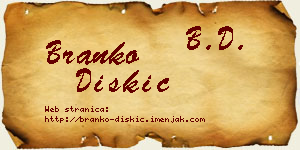 Branko Diskić vizit kartica